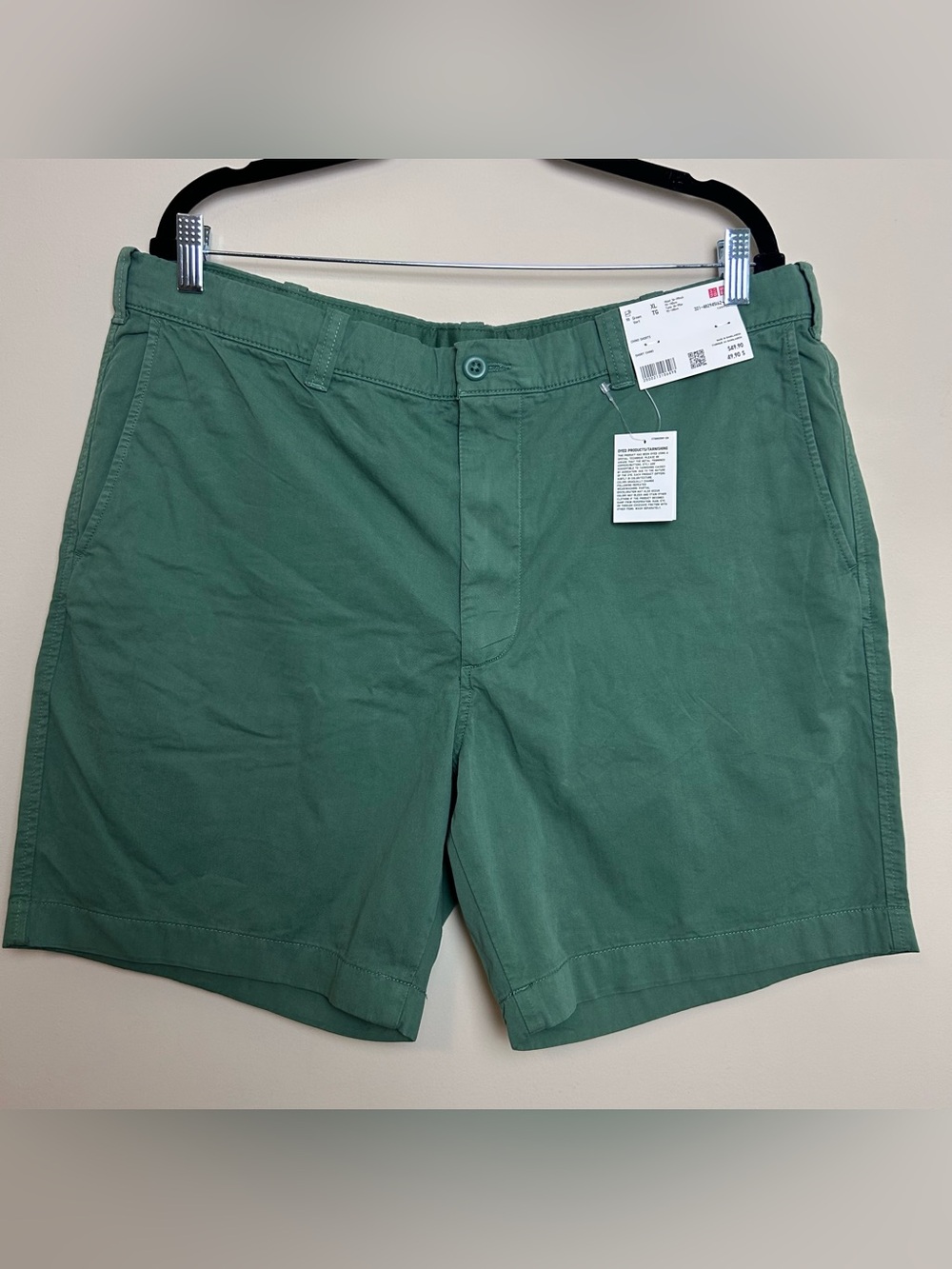 UNIQLO Mens XL 36-39” Chino 7" Shorts Vert Green Cotton NWT